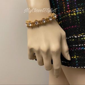 ANTHROPOLOGIE Gold CZ Diamond Station Bracelet New